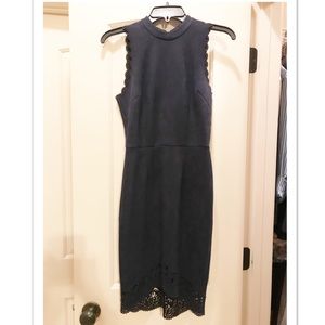 Navy Blue Suede Soieblu Dress